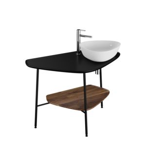 Console de lavabo VitrA Plural 62582 103,2 x 61,2 x 73 cm, à droite, étagère en noyer, plateau noir mat