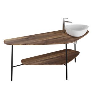 VitrA Plural Washbasin Console 64041 161.5 x 66 x 70.5 cm, Walnut, 1 cutout on the right