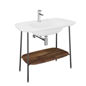 VitrA Plural Waschtisch-Set 64045 99,5 x 55 x 83,5 cm, mit Ablage Walnuss, edelweiß