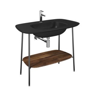 VitrA Plural Waschtisch-Set 64046 99,5 x 55 x 83,5 cm, mit Ablage Walnuss, schwarz matt
