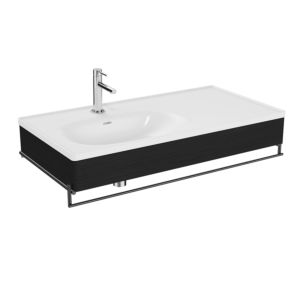 VitrA Equal vanity unit set 64088 102.5x52cm, with asymmetrical vanity unit, white VC, with black-oak wood panel