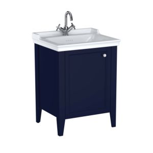 VitrA Valarte Waschtisch-Möbel-Set 65764 64,5x53x88cm, links, Korpus stahlblau/Waschtisch weiß hochglanz