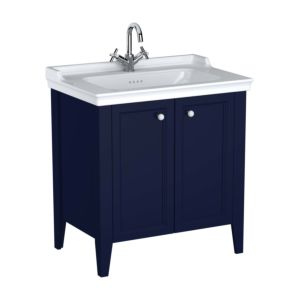 VitrA Valarte vanity unit set 65766 79.5x53x88cm, 2 doors, steel blue body/high-gloss white washbasin