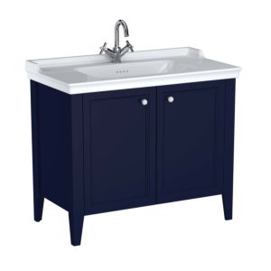 Ensemble meuble-lavabo VitrA Valarte 65767 99,5 x 53 x 88 cm, 2 portes, structure bleu acier/vasque blanche brillante