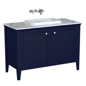 VitrA Valarte built-in vanity unit set 65774 118x52x87.5cm, 2 doors, carcass steel blue/vanity unit white high gloss