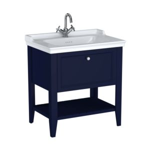 VitrA Valarte Waschtisch-Möbel-Set 65776 79,5x53x88cm, 1 Vollauszug, Korpus stahlblau/Waschtisch weiß hochglanz