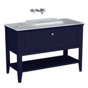 VitrA Valarte Einbauwaschtisch-Möbel-Set 65783 118x52x87,5cm, 1 Vollauszug, Korpus stahlblau/Waschtisch weiß hochglanz
