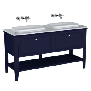 VitrA Valarte Built-in Vanity Unit Set 65786 149.5x52x87.5cm, left/right, carcass steel blue/vanity unit white high gloss