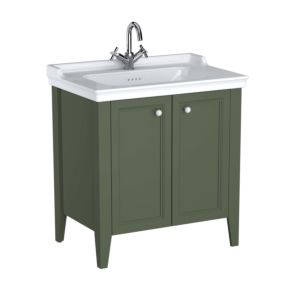 Ensemble meuble-lavabo VitrA Valarte 65805 79,5 x 53 x 88 cm, 2 portes, structure vert vintage/vasque blanche brillante