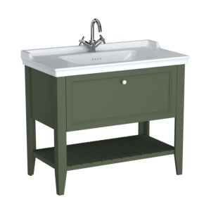 VitrA Valarte vanity unit set 65816 99.5x53x88cm, 1 full extension drawer, vintage green carcass/high-gloss white vanity unit
