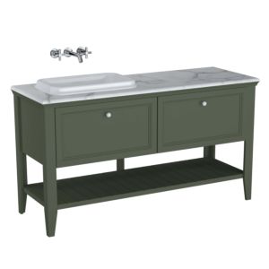 Vitra Valarte Einbauwaschtisch-Möbel-Set 65823 118x52x87,5cm, links, 2 Vollauszüge, Korpus Vintage grün/Waschtisch weiß hochglanz