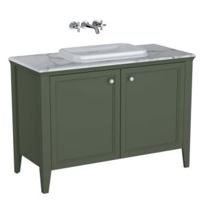 Ensemble meuble-lavabo intégré VitrA Valarte 65840 118x52x87,5cm, 2 portes, structure vert vintage/vasque blanche brillante