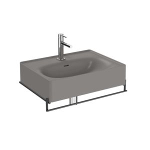 Vitra Equal set de lavabo 66052 avec lavabo 60 cm, gris pierre mat VC, avec porte-serviettes métal noir mat