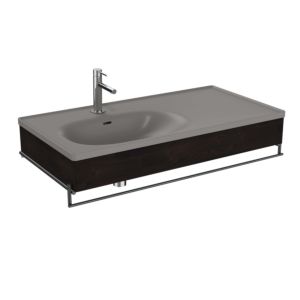 VitrA Equal vanity unit set 66059 102.5x52cm, with asymmetrical vanity unit, stone grey, with elm wood trim