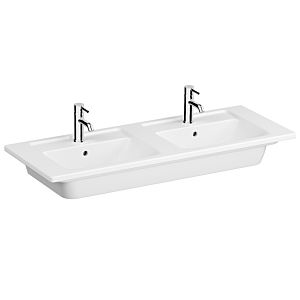 Vitra Integra double vasque pour meuble 7038B003-0001 120x46,5cm, 2 vasques, avec trop-plein / trous pour robinetterie au milieu, blanc