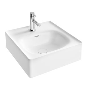 Vasque à poser VitrA Equal 7240B403-0631 43 x 45 cm, percée pour robinetterie et trop-plein, finition blanc brillant VC