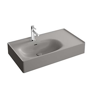 VitrA Equal Waschtisch 7242B476-0001 80x45cm, Hahnloch/Überlaufschlitz, Becken links, Ablage rechts, steingrau matt VC