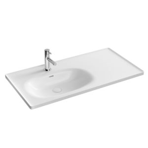 VitrA Equal Möbelwaschtisch 7243B403-0001 100x52cm, Hahnloch/Überlaufschlitz, Becken links, Ablage rechts, weiß hochglanz VC