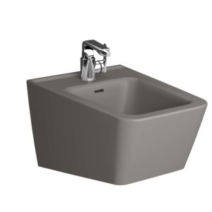 VitrA Equal Wand-Bidet 7246B476-0288 39,5x54cm, Hahnloch mittig/Überlaufschlitz, steingrau matt VC