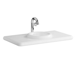 VitrA Liquid washbasin console top 7310B403-1826 100x55x6cm, 1 basin cutout in the center, white high gloss VC, 1 tap hole in the center, basin at the back