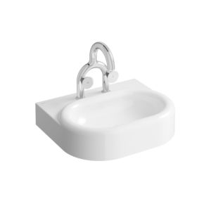 VitrA Liquid washbasin 7316B403-1739 60x50x15cm, without overflow, white high gloss VC, 2 tap holes, center distance 150 mm