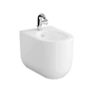 Bidet sur pied VitrA Liquid 7322B403-0288 38 x 54 x 40,5 cm, fixation murale, 1 trou de robinetterie central, avec trop-plein, PVC blanc