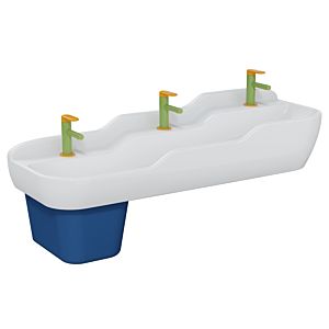 VitrA Sento Kids Row Washbasin 7352B003-1741 125x40cm, 3 heights, each with 1 tap hole in the middle, white high gloss, without overflow