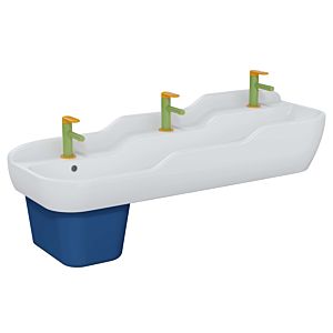 VitrA Sento Kids Row Washbasin 7352B003-1742 125x40cm, 3 heights, each with 1 tap hole in the middle, white high gloss, with overflow