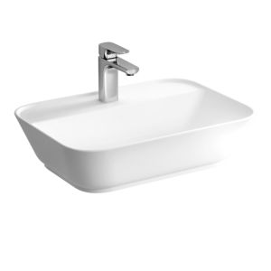 Vasque à poser VitrA Geo 7426B403-0041, encastrée, percée pour robinetterie, blanc brillant, carrée, 595 x 425 mm