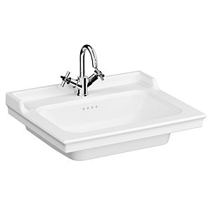 VitrA Valarte vanity unit 7801B003-0001 65 x 53 x 21.5 cm, white high gloss, 1 tap hole and 4 overflows in the center