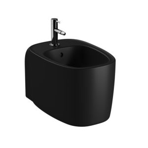 VitrA Plural Wand-Bidet 7831B483-0288 36x54,5cm, Überlauf, 1 Hahnloch mittig, schwarz matt, VC
