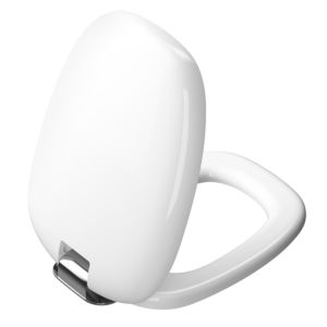 Abattant WC VitrA Plural 126-003-009 blanc brillant/chrome, avec mécanisme de fermeture amortie et fixation rapide.