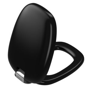Abattant de toilettes VitrA Plural 126-483-009 36,4 x 47,6 x 5 cm, avec mécanisme de fermeture amortie, fixation rapide, noir mat/chrome