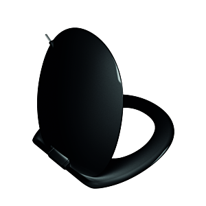 Abattant de toilettes VitrA Istanbul 166-070-109 noir, sans éclairage LED, avec mécanisme de fermeture amortie et charnières en plastique.