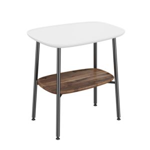 VitrA Plural Beistelltisch 64064 56,5 x 41,5 x 59 cm, Ablage walnuss, freistehend, weiß hochglanz