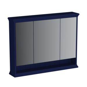 Armoire de toilette VitrA Valarte LED 65794, 98 x 17 x 76 cm, 3 portes miroir, corps laqué bleu acier