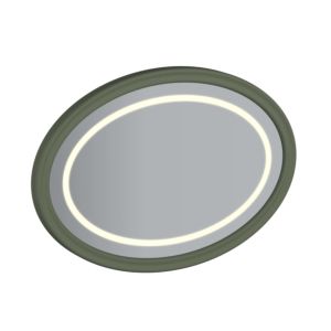 Miroir plat ovale VitrA Valarte 65828, 1000 x 45 x 700 mm, éclairage LED, corps laqué vert vintage