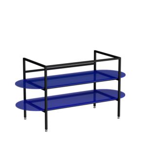 VitrA Liquid vanity unit 66738 125x49.5x66cm, with glass shelf, body black matt/glass shelf blue