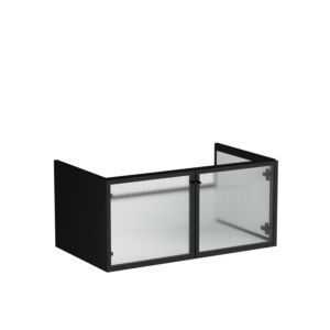 VitrA Liquid vanity unit 66739 88x51x41cm, body black matt/ornamental glass ribbed