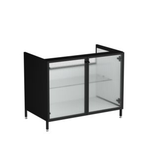 Meuble vasque VitrA Liquid 66741 88 x 51 x 71,5 cm, corps en verre noir mat/orné côtelé