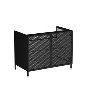 Meuble vasque VitrA Liquid 66742 88x51x71,5cm, corps noir mat/façade en métal perforé noir mat