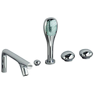 VitrA Istanbul two-handle bath mixer tap A41813, spout projection 225mm, with shower set, rim-mounted, chrome