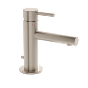 VitrA Origin Waschtischarmatur A4256734 Ausladung 105mm, kurz, Einlochmontage, mit Ablaufgarnitur, Nickel gebürstet