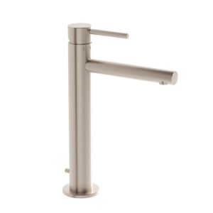 VitrA Origin basin mixer tap A4256934, projection 145mm, with waste fitting, for freestanding countertop basin, brushed nickel