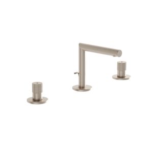 VitrA Origin Waschtisch-Zweigriffarmatur A4259534 Ausladung 127mm, mit Ablaufgarnitur, Dreilochmontage, Nickel gebürstet