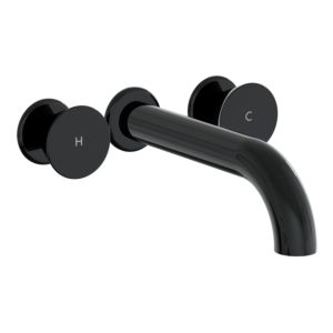 Ensemble VitrA Liquid pré-assemblé A4268939, mitigeur lavabo encastré à deux poignées, long, noir brillant