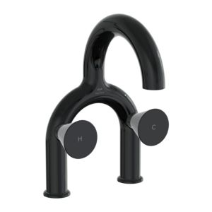 VitrA Liquid Zweigriff-Waschtischarmatur A4274739 Ausladung 175mm, Zweilochmontage, ohne Ablaufgarnitur, schwarz hochglanz