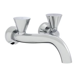 VitrA Liquid two-handle basin mixer tap A42748, projection 240 mm, wall-mounted, chrome