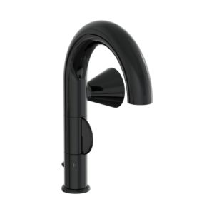 VitrA Liquid single-lever basin mixer A4275039, projection 175mm, single-hole installation, with waste fitting G 1 1/4, black high gloss