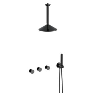 VitrA Liquid Fertigmontageset A4277739 UP-Duschsystem, mit Kopfbrause, schwarz hochglanz